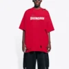 Camiseta de hombre Balenciaga con estampado de letras, cuello redondo, manga corta y agujeros, color rojo 651795TKVB86295