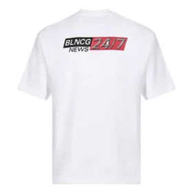 Camiseta de hombre Balenciaga de cuello redondo y manga corta, color blanco, 612966TIVD19000 Camiseta de hombre Balenciaga de cuello redondo y manga corta, color blanco, 612966TIVD19000