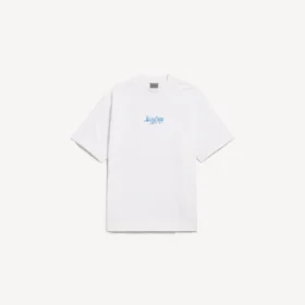 Camiseta de hombre de corte medio con diseño esquemático en color blanco