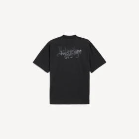 Camiseta de hombre de corte medio con diseño esquemático en negro