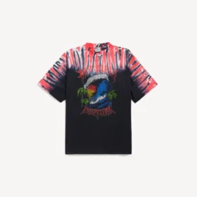 Camiseta de hombre de corte medio con estampado «extreme tie dye» en negro
