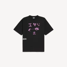 Camiseta de hombre «i<3 u» de corte medio en negro