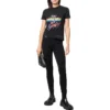 Camiseta de jersey con estampado desgastado, corte pequeño, «Washed Black» 612964TMVH31055