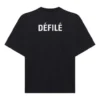 Camiseta de manga corta ancha con letras impresas, negra, 641532TJVL41000