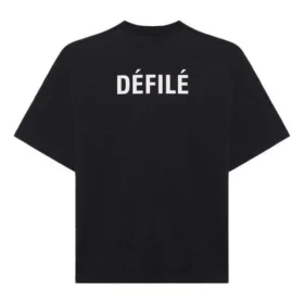 Camiseta de manga corta ancha con letras impresas, negra, 641532TJVL41000 Camiseta de manga corta ancha con letras impresas, negra, 641532TJVL41000