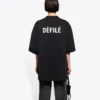 Camiseta de manga corta ancha con letras impresas, negra, 641532TJVL41000