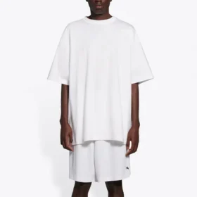 Camiseta de manga corta Balenciaga para hombre con cara sonriente, blanca, 651795TKV769140 Camiseta de manga corta Balenciaga para hombre con cara sonriente, blanca, 651795TKV769140