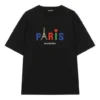 Camiseta de manga corta «Balenciaga Paris Love» para hombre, de grosor normal, con estampado, negra 594579TGV431000