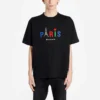 Camiseta de manga corta «Balenciaga Paris Love» para hombre, de grosor normal, con estampado, negra 594579TGV431000