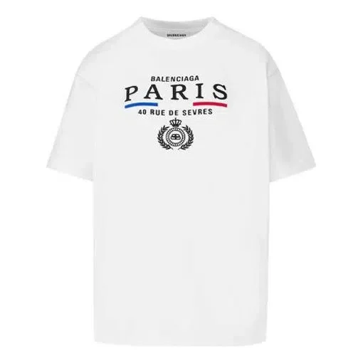 Camiseta de manga corta blanca con estampado alfabético del logotipo de la corona 594599TGV489000