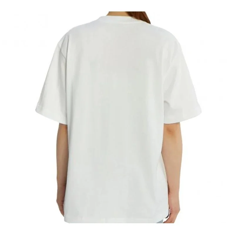Camiseta de manga corta blanca con estampado alfabético del logotipo de la corona 594599TGV489000