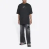 Camiseta de manga corta con cuello redondo «Alphabet» de Balenciaga FW21 Couture para hombre, negra, 651795TJV901070