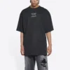 Camiseta de manga corta con cuello redondo «Alphabet» de Balenciaga FW21 Couture para hombre, negra, 651795TJV901070