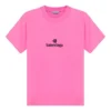 Camiseta de manga corta con cuello redondo y bordado, rosa 612964TJVD95764