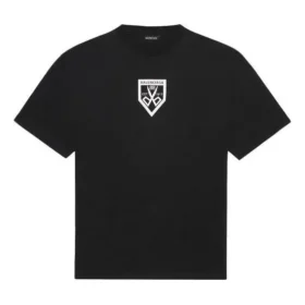 Camiseta de manga corta con cuello redondo y estampado de Balenciaga para hombre, colección primavera-verano 2021, negra, 651795TKV771070 Camiseta de manga corta con cuello redondo y estampado de Balenciaga para hombre, colección primavera-verano 2021, negra, 651795TKV771070