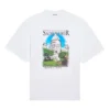 Camiseta de manga corta con cuello redondo y estampado de letras «Sacr Cur», blanca, 641532TJVH69000