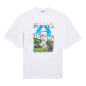 Camiseta de manga corta con cuello redondo y estampado de letras «Sacr Cur», blanca, 641532TJVH69000 Camiseta de manga corta con cuello redondo y estampado de letras «Sacr Cur», blanca, 641532TJVH69000
