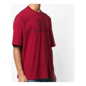 Camiseta de manga corta con cuello redondo y logotipo de Balenciaga para hombre, color rojo 556148TDV516064 Camiseta de manga corta con cuello redondo y logotipo de Balenciaga para hombre, color rojo 556148TDV516064