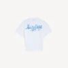Camiseta de manga corta con diseño esquemático para mujer en blanco Camiseta de manga corta con diseño esquemático para mujer en blanco