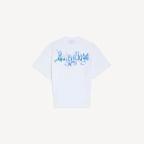 Camiseta de manga corta con diseño esquemático para mujer en blanco Camiseta de manga corta con diseño esquemático para mujer en blanco