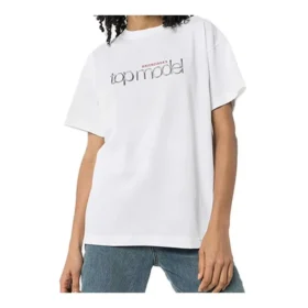 Camiseta de manga corta con estampado de letras «Lens», blanca, 612965TIV829000 Camiseta de manga corta con estampado de letras «Lens», blanca, 612965TIV829000