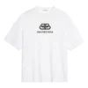 Camiseta de manga corta con estampado de letras y logotipo en el pecho, blanca 570813TEV489044