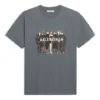 Camiseta de manga corta con estampado del logotipo de la banda, estilo retro, gris 612965TIV471404