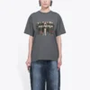 Camiseta de manga corta con estampado del logotipo de la banda, estilo retro, gris 612965TIV471404