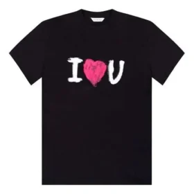 Camiseta de manga corta con estampado «I Love U» en negro 612965TJVL51070 Camiseta de manga corta con estampado «I Love U» en negro 612965TJVL51070