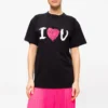 Camiseta de manga corta con estampado «I Love U» en negro 612965TJVL51070