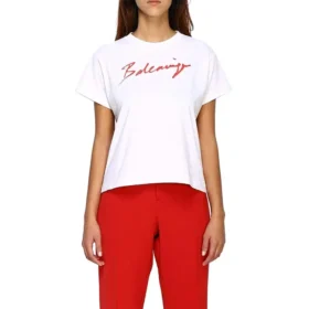 Camiseta de manga corta con logotipo alfabético, blanca, 583217TFV639783 Camiseta de manga corta con logotipo alfabético, blanca, 583217TFV639783