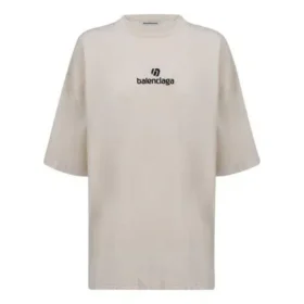 Camiseta de manga corta con logotipo bordado «Alphabet», gris y blanco, 641532TJVA99054 Camiseta de manga corta con logotipo bordado «Alphabet», gris y blanco, 641532TJVA99054