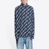 Camiseta de manga corta con logotipo garabateado, corte holgado «Midnight Blue» 662983TLLJ48502