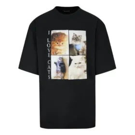 Camiseta de manga corta de Balenciaga para hombre, de largo medio y cuello redondo, en negro 641614TJVG81000 Camiseta de manga corta de Balenciaga para hombre, de largo medio y cuello redondo, en negro 641614TJVG81000