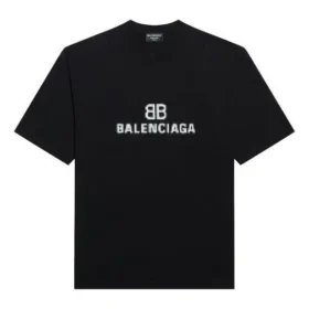 Camiseta de manga corta holgada BB con logotipo de mosaico y letras, negra 612965TKVI71070 Camiseta de manga corta holgada BB con logotipo de mosaico y letras, negra 612965TKVI71070