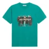 Camiseta de manga corta holgada con logo retro impreso en el pecho, verde 612965TIV473640