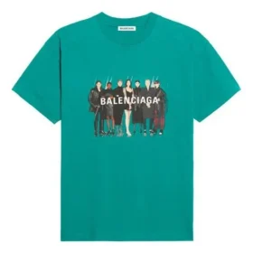 Camiseta de manga corta holgada con logo retro impreso en el pecho, verde 612965TIV473640 Camiseta de manga corta holgada con logo retro impreso en el pecho, verde 612965TIV473640