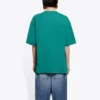 Camiseta de manga corta holgada con logo retro impreso en el pecho, verde 612965TIV473640