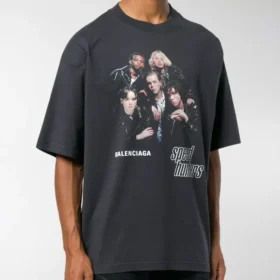 Camiseta de manga corta holgada retro con logo estampado de la serie Speed Hunter de Balenciaga para hombre, color negro, 541877TCV381055 Camiseta de manga corta holgada retro con logo estampado de la serie Speed Hunter de Balenciaga para hombre, color negro, 541877TCV381055