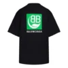 Camiseta de manga corta negra con estampado del logotipo «Alfabeto» ecológico 594599THV631000