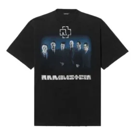Camiseta de manga corta para hombre Balenciaga con el logotipo de la banda alemana Rammstein, negra, 651795TLV511000 Camiseta de manga corta para hombre Balenciaga con el logotipo de la banda alemana Rammstein, negra, 651795TLV511000