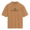 Camiseta de manga corta para hombre Balenciaga con estampado de letras, color amarillo crema, 594579TGV609605