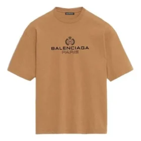 Camiseta de manga corta para hombre Balenciaga con estampado de letras, color amarillo crema, 594579TGV609605 Camiseta de manga corta para hombre Balenciaga con estampado de letras, color amarillo crema, 594579TGV609605