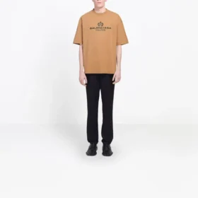 Camiseta de manga corta para hombre Balenciaga con estampado de letras, color amarillo crema, 594579TGV609605 Camiseta de manga corta para hombre Balenciaga con estampado de letras, color amarillo crema, 594579TGV609605
