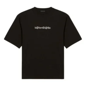 Camiseta de manga corta para hombre Balenciaga con estampado de letras y cuello redondo, color negro, 620969TIV501070 Camiseta de manga corta para hombre Balenciaga con estampado de letras y cuello redondo, color negro, 620969TIV501070