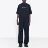 Camiseta de manga corta para hombre Balenciaga con estampado de letras y cuello redondo, color negro, 620969TIV501070
