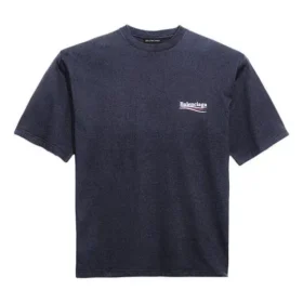 Camiseta de manga corta para hombre Balenciaga con estampado de Political Campaign, azul marino 570803TAV444128