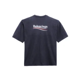 Camiseta de manga corta para hombre Balenciaga con estampado de Political Campaign, azul marino 570803TAV444128