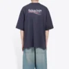 Camiseta de manga corta para hombre Balenciaga con estampado de Political Campaign, azul marino 570803TAV444128