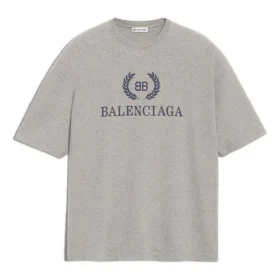 Camiseta de manga corta para hombre Balenciaga con estampado del logotipo BB, color gris, 544271TCV251300